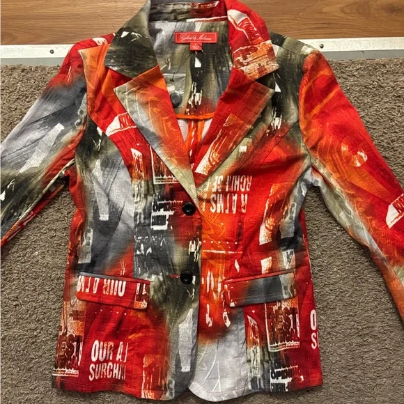 Gabrilla Molinari NWOT Women's 6 Multicolor Blazer Button Up Sleeves Never Worn - Picture 5 of 12